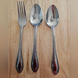 Pfaltzgraff AMERICAN BEAD (2) Soup Spoons AND (1) Dinner Fork